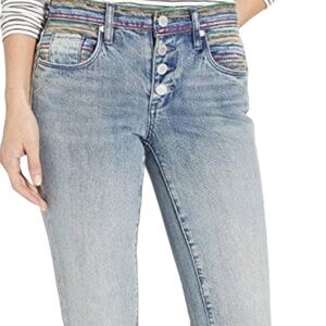 Blank NYC Varick Kick Flare Crash Pad Light Wash Button Fly Jeans New Size 28